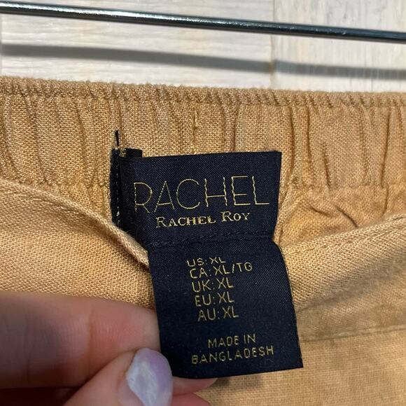 Rachel Rachel Roy Linen Blend Faux Wrap Skirt Size XL Cargo Pocket Tan Beach - Picture 8 of 10